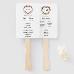 Éventail Monogramme Romantique Rose coeur floral