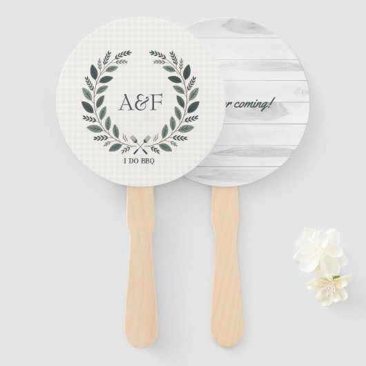 Éventail Monogramme Rustique Je Fais un BBQ Mariage Enterre (Devant et derrière)