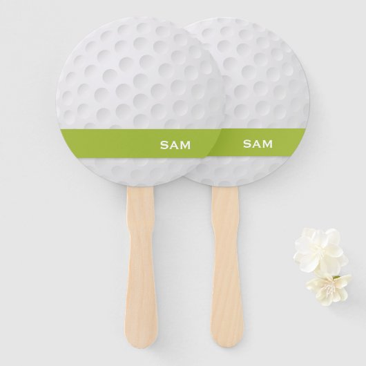 Éventail Monogramme. Texture moderne de boule de golf. (Devant et derrière)