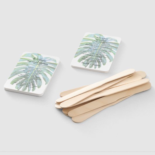 Éventail Monstera Tropical Leaf Greenery Beach Mariage (Non-assemblé)