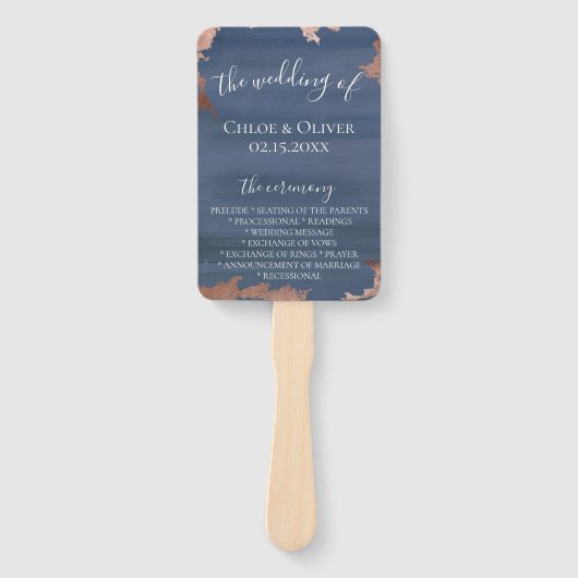 Éventail Moody Blue Copper Wedding Programme (Devant)