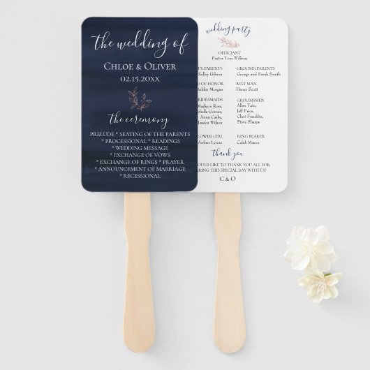 Éventail Moody Blue Wedding Program (Devant et derrière)