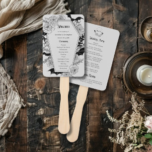 Éventail Moody Gothic Floral Coffin Grey Wedding Programme