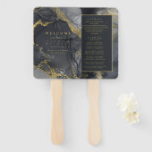 Éventail Moody Ink Charcoal Gold Abstrait Program ID988 (Devant et derrière)