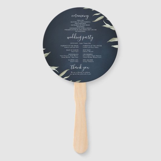 Éventail Moody Marine minima verdure programme de mariage r (Dos)