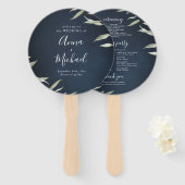 Éventail Moody Marine minima verdure programme de mariage r (Devant et derrière)