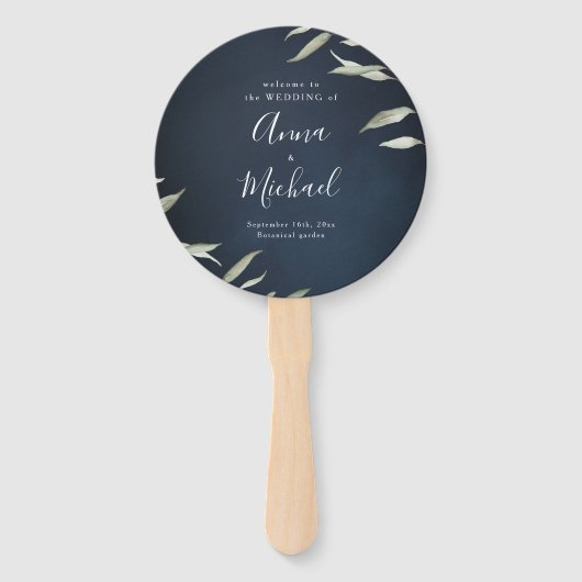 Éventail Moody Marine minima verdure programme de mariage r (Devant)