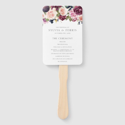 Éventail Moody Plum Floral and Fig Wedding Program (Devant)