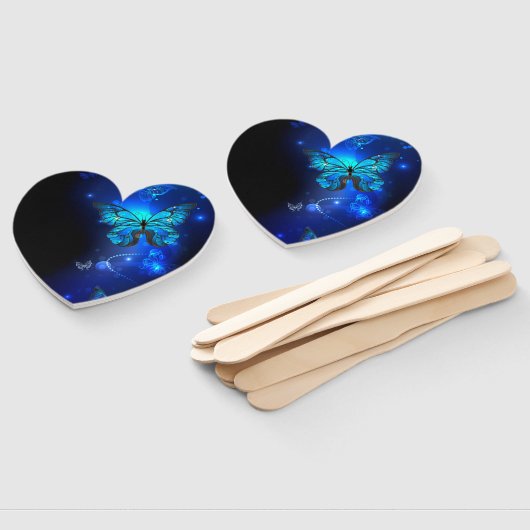 Éventail Morpho Butterfly in the Dark Background (Non-assemblé)