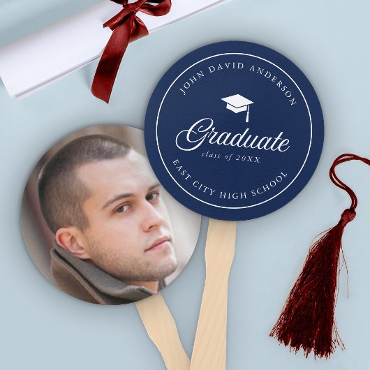 Éventail Mortarboard Script Editable Color Graduate Photo