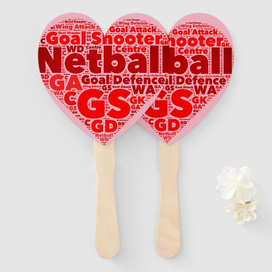 Éventail Mot Art Ball Design Netball Coeur (Devant et derrière)