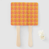 Éventail Motif Abstrait Damier Rouge Jaune (Devant et derrière)