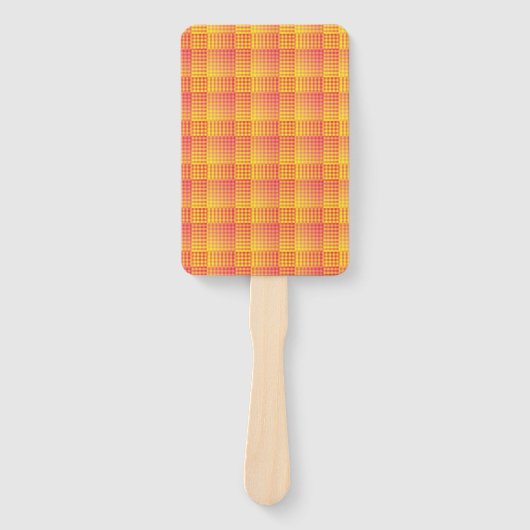 Éventail Motif Abstrait Damier Rouge Jaune (Devant)