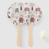 Éventail motif avec de mignons éléphants et girafes géant (Devant et derrière)