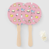 Éventail Motif baby shower (Devant et derrière)