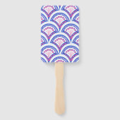 Éventail motif damassé floral bleu (Dos)