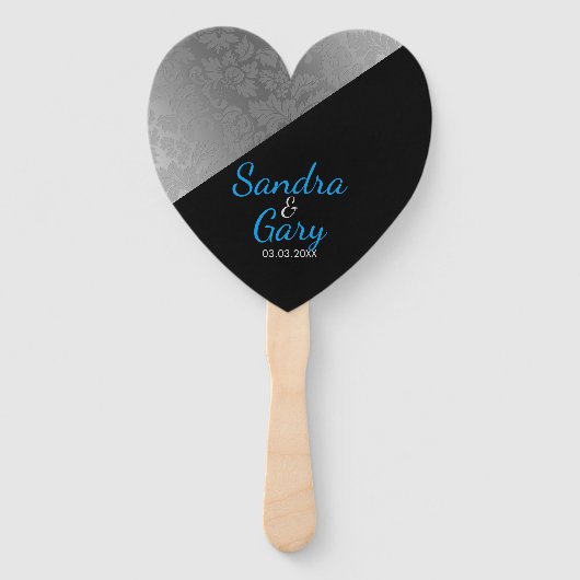 Éventail Motif de Damas argenté (Devant)