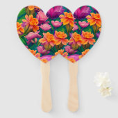 Éventail Motif de fleurs tropicales hawaïennes (Devant et derrière)