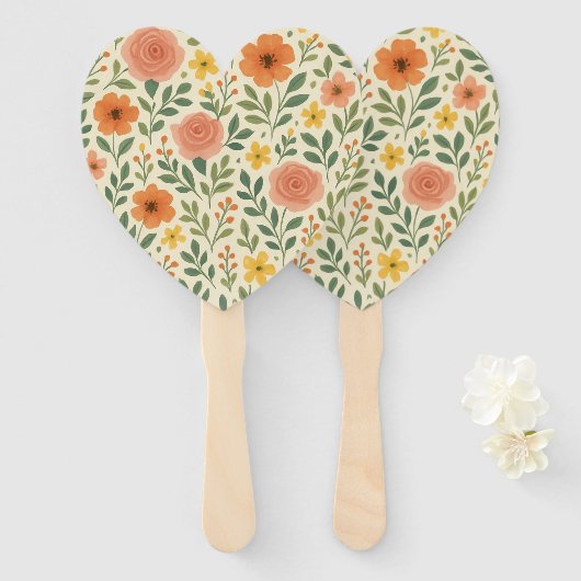 Éventail Motif des fleurs d'automne lunaire (Devant et derrière)