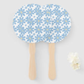 Éventail Motif floral bleu - Ventilateur à main (Devant et derrière)