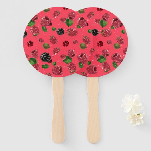 Éventail Motif framboise (Devant et derrière)