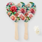 Éventail Motif Rose Fantaisiste (Devant et derrière)