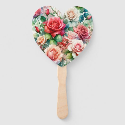 Éventail Motif Rose Fantaisiste (Devant)