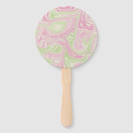 Éventail Motif rose vert à bille liquide (Devant)