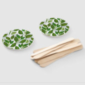 Éventail Motif sans couture avec Feuilles de thé vert (Non-assemblé)