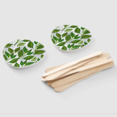 Éventail Motif sans couture avec Feuilles de thé vert (Non-assemblé)