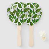 Éventail Motif sans couture avec Feuilles de thé vert (Devant et derrière)