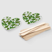 Éventail Motif sans couture avec Feuilles de thé vert (Non-assemblé)