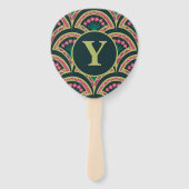 Éventail motif vert en forme de coque (Dos)