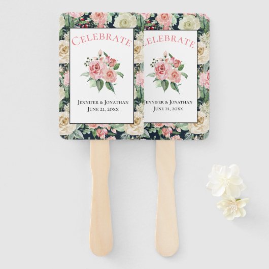 Éventail Motif victorien |Célébrer | Mariage personnalisé (Devant et derrière)