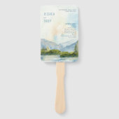 Éventail Mountain Lake Watercolor Dusty Blue Program (Devant)