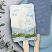 Éventail Mountain Lake Watercolor Dusty Blue Program