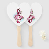 Éventail Musical treble clef notes with sakura flowers (Devant et derrière)