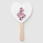 Éventail Musical treble clef notes with sakura flowers (Devant)