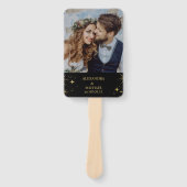 Éventail Mystical Black Gold Stars Détails du Mariage (Devant)