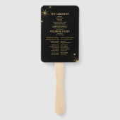 Éventail Mystical Black Gold Stars Détails du Mariage (Dos)