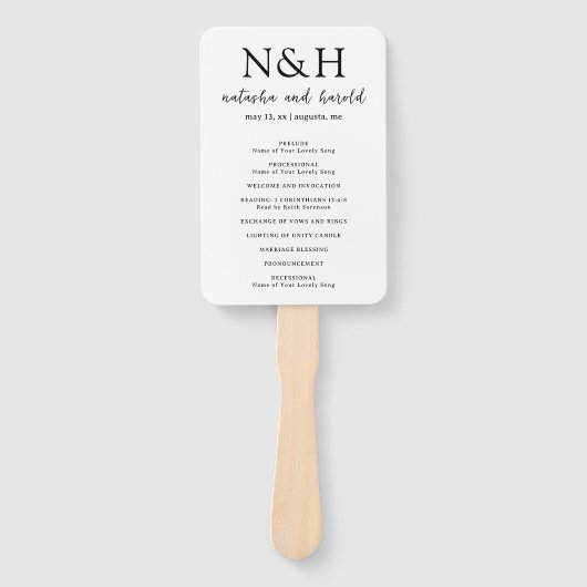 Éventail Natasha Monogramme Programme de mariage moderne (Devant)