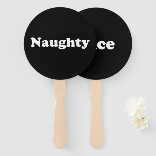 Éventail Naughty ou Nice, Ensemble de fans, noir blanc (Devant et derrière)