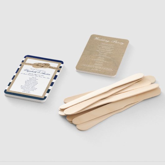 Éventail Nautique Knot Burlap Programme de mariage (Non-assemblé)