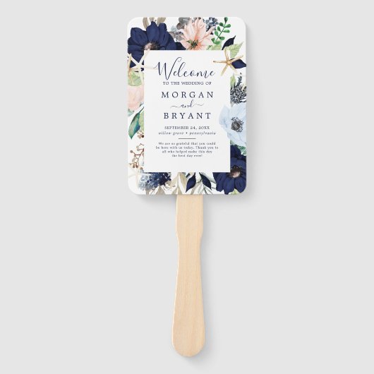 Éventail Nautique moderne | Programme de mariage floral (Devant)