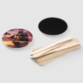 Éventail Navire pirate au lever/coucher du soleil (Non-assemblé)