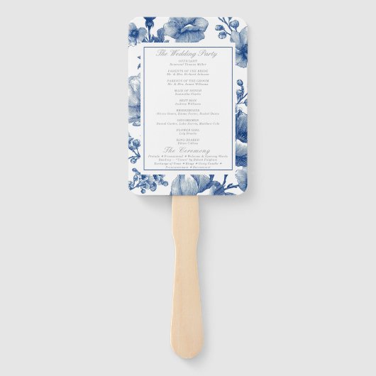 Éventail Navy Blue And Silver Wedding Program (Dos)