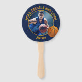 Éventail Navy Blue Gold Basketball Player Photo High School (Dos)