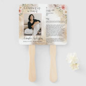 Éventail Nécrologie Fête de la vie pêche et or (Devant et derrière)