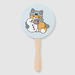 Éventail Neige beaucoup amusant Chat hiver vacances Design