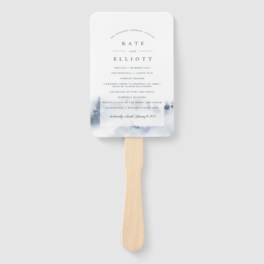 Éventail Neige | Programme de mariage à l'aquarelle d'hiver (Devant)